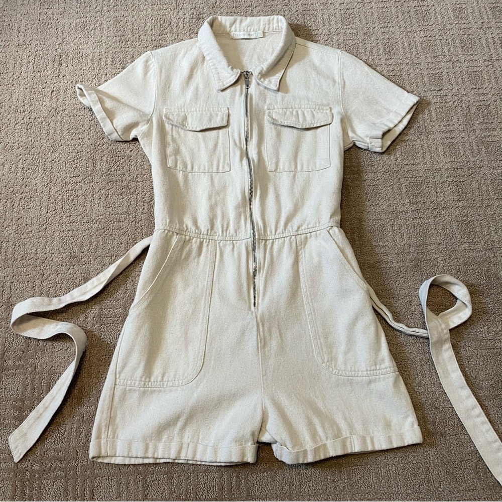 Peace N' Love - Utility Romper | Neutral Cream ~ Size SM